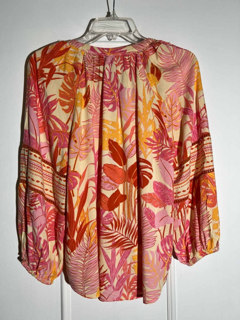 Haute Hippie Pink Orange Tropical Print Tunic Blouse - Picture 2 of 7